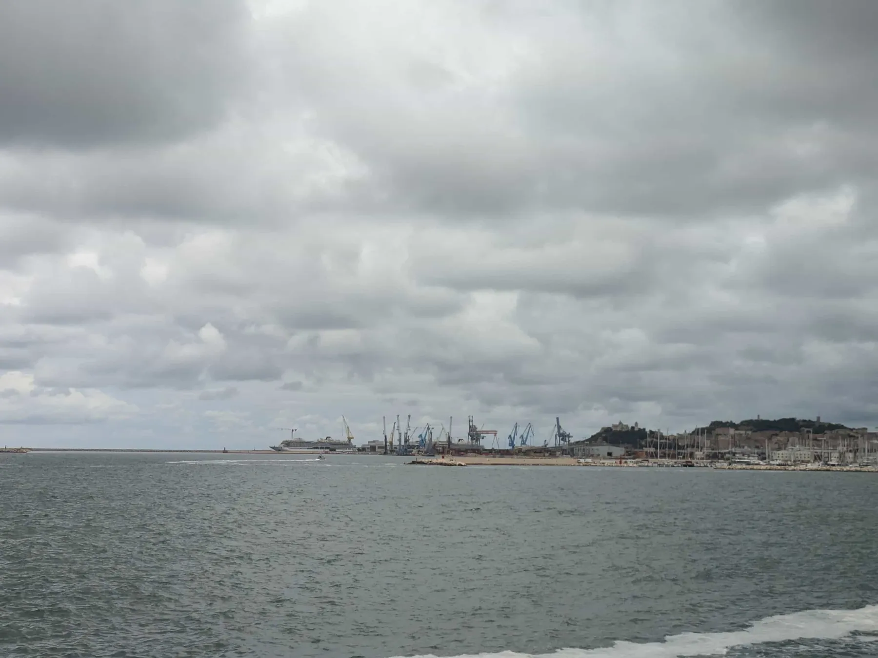 The port of Ancona seen from the train