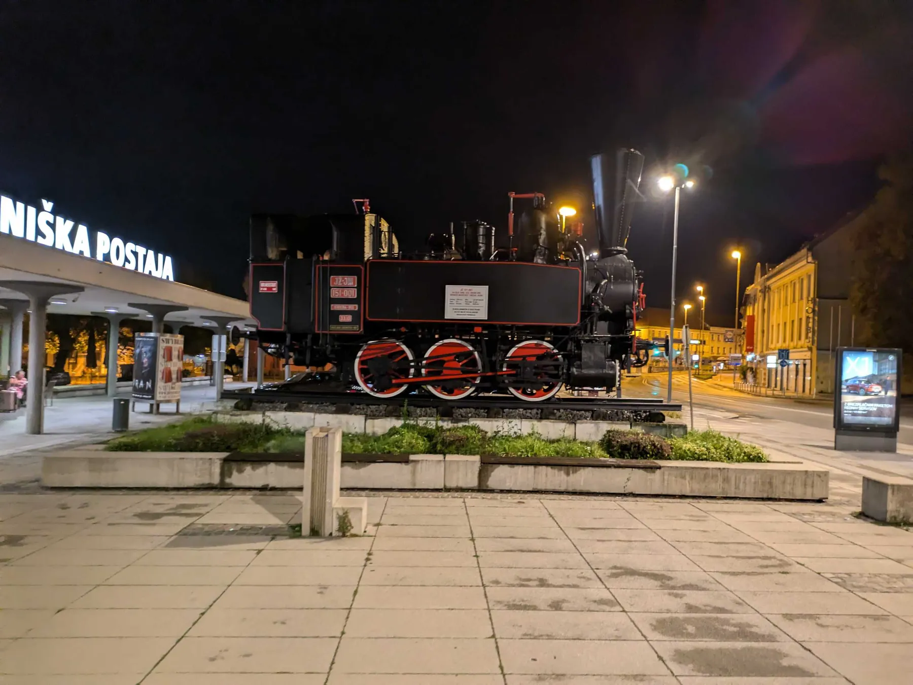 An old steam engine in front of Maribor Station