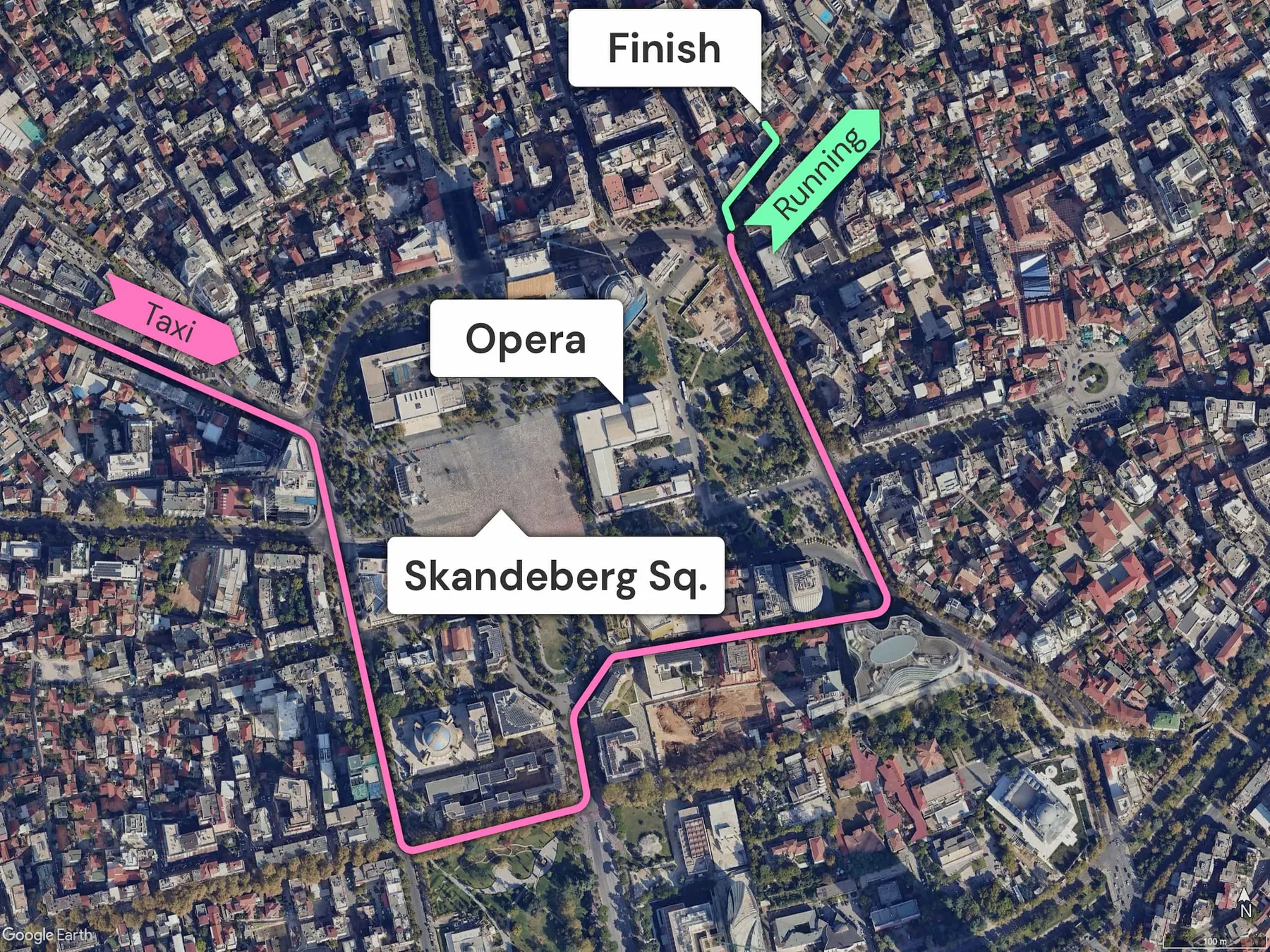 Map showing the final location of the race